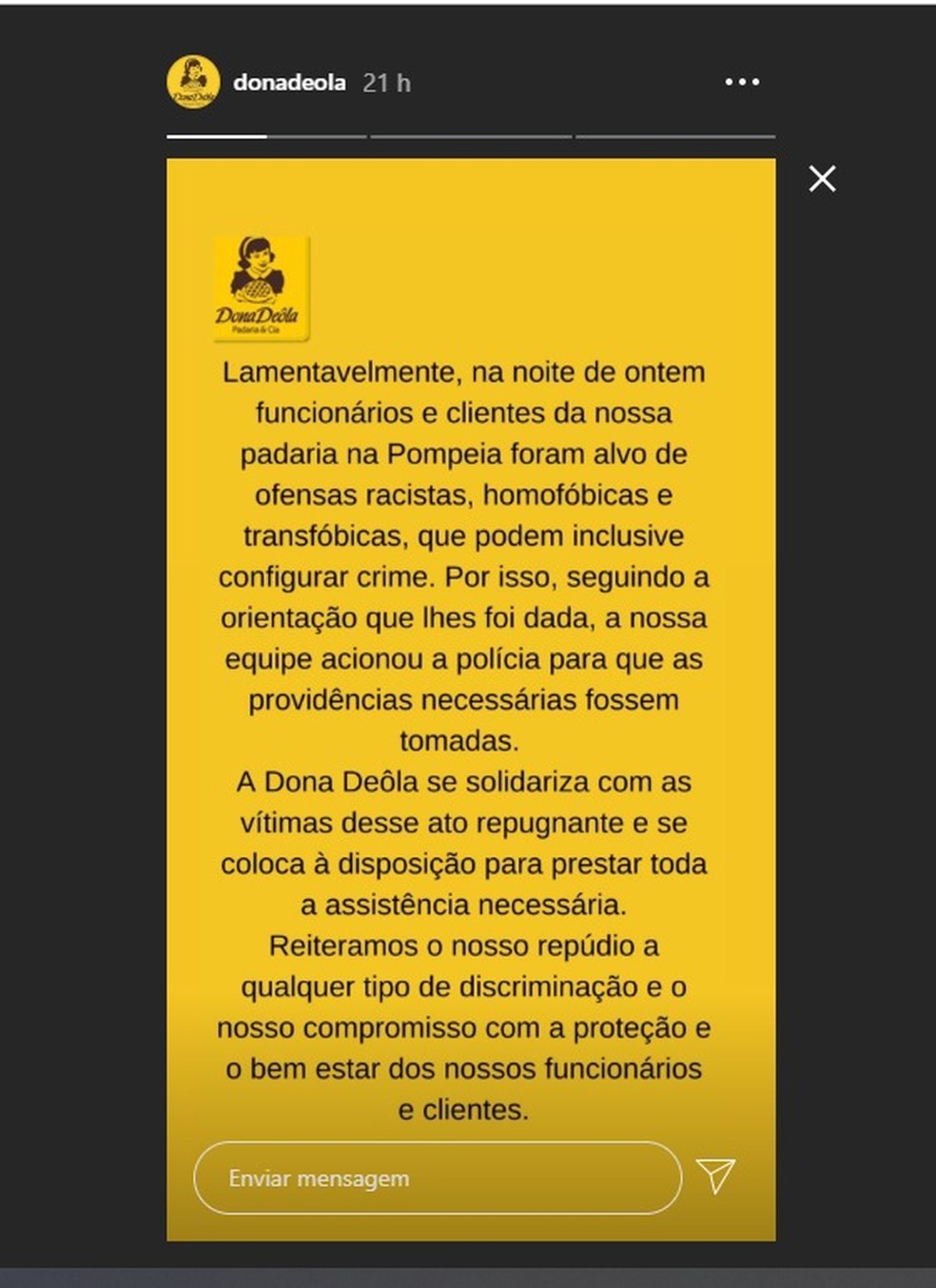Dona Deôla se posiciona a respeito de caso de ofensas e agressões na padaria no Dia da Consciência Negra em São Paulo — Foto: Reprodução/Redes Sociais