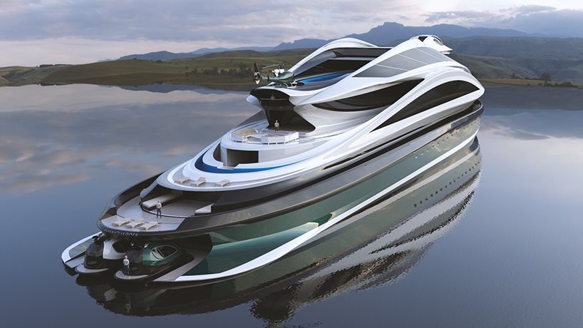 Designer projeta mega iate em forma de cisne com estrutura que pode se transformar em barco auxiliar (Foto: Lazzarini Design Studio)