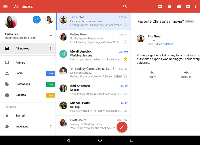 Gmail ganhou nova caixa de entrada no Android (Foto: Divulga??o)