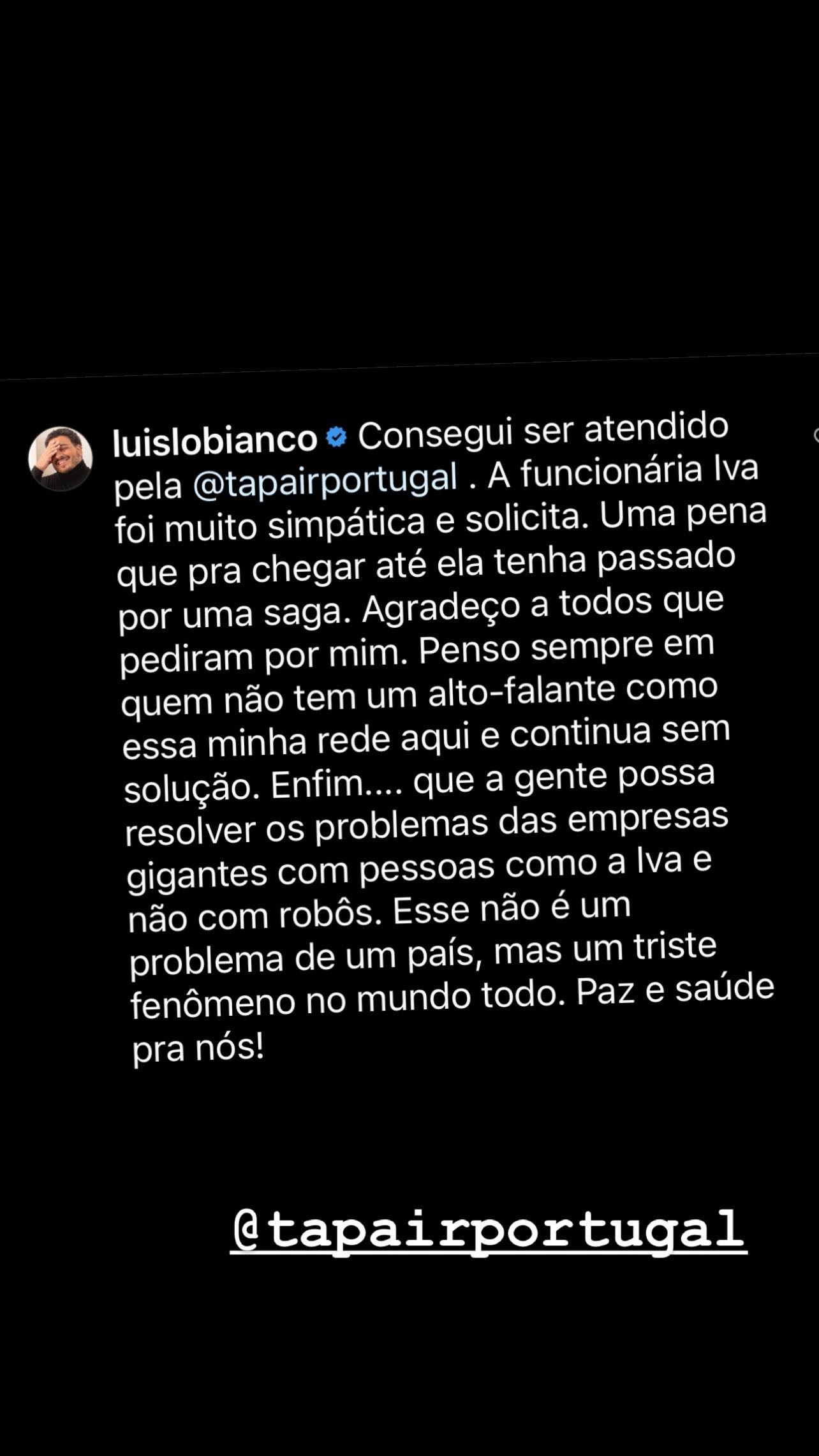 Luis Lobianco desabafa após perrengue com companhia aérea para voltar ao Brasil (Foto: Reprodução/Instagram)