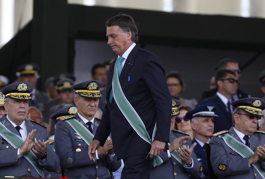 Jair Bolsonaro, durante cerimônia do Dia do Exército