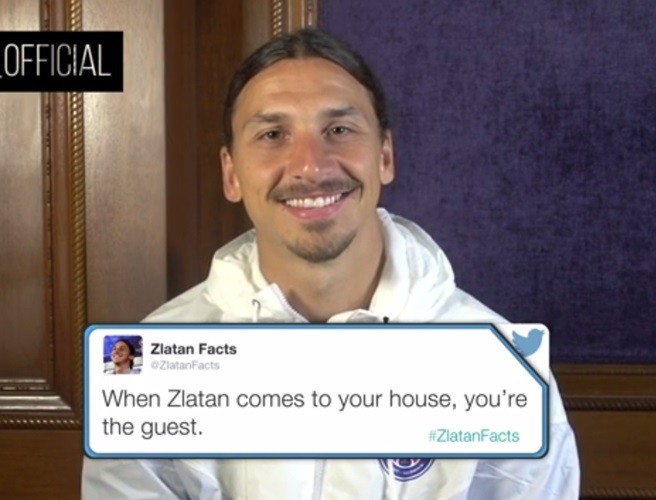Zlatan Ibrahimovic lê as melhores piadas envolvendo o seu nome (Foto: reprodução)