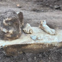 A estátua não foi encontrada no local de sua base original — Foto: Divulgação/Parque Arqueológico de Appia Antica