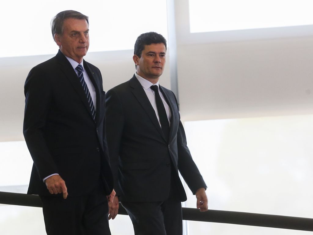 O presidente Jair Boslonaro e o então ministro da Justiça, Sergio Moro (Foto: Antonio Cruz/Agência Brasil)