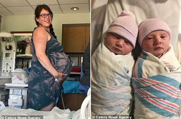 Durante gravidez, Lindsay não suspeitou que fossem gêmeos (Foto: Caters News Agency)