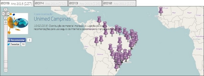 Mapa de eventos presenciais de 2015 (Foto: Reprodu??o/ Safernet)