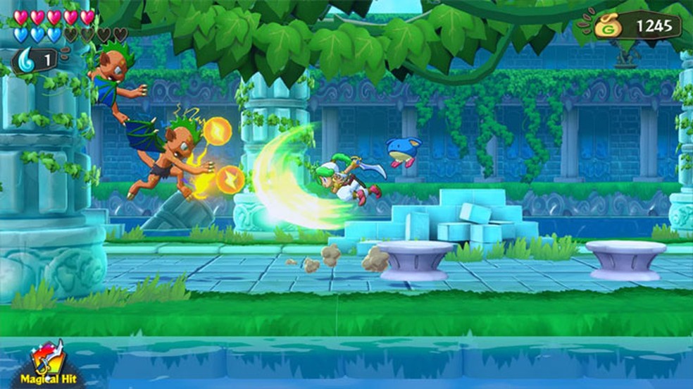 Wonder Boy - Asha in Monster World traz a fórmula de sucesso dos jogos anteriores da série com visuais refeitos — Foto: Reprodução/Nintendo