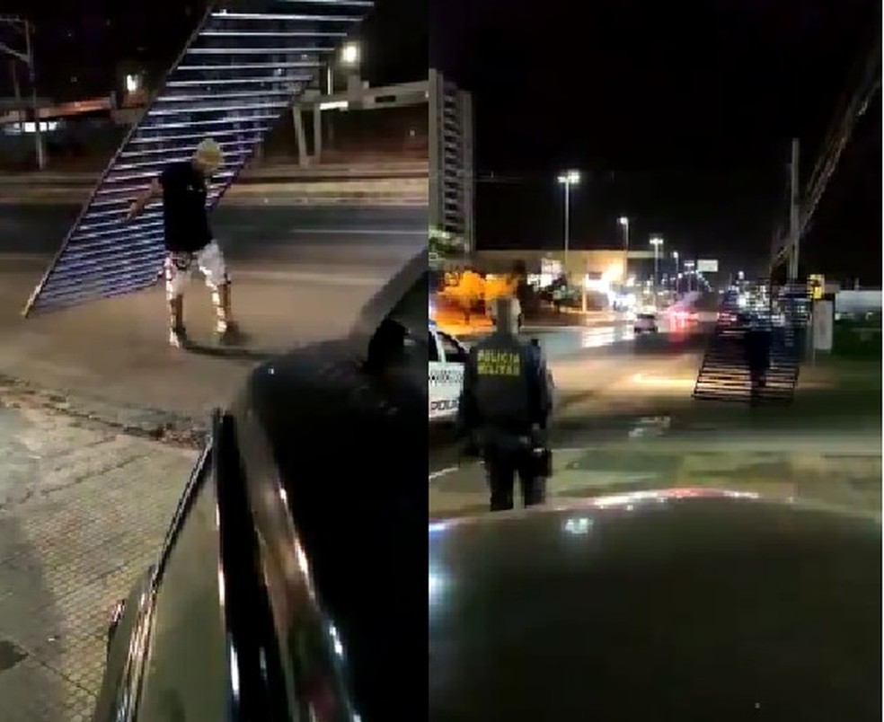 Imagens mostram homem devolvendo portão roubado — Foto: Reprodução