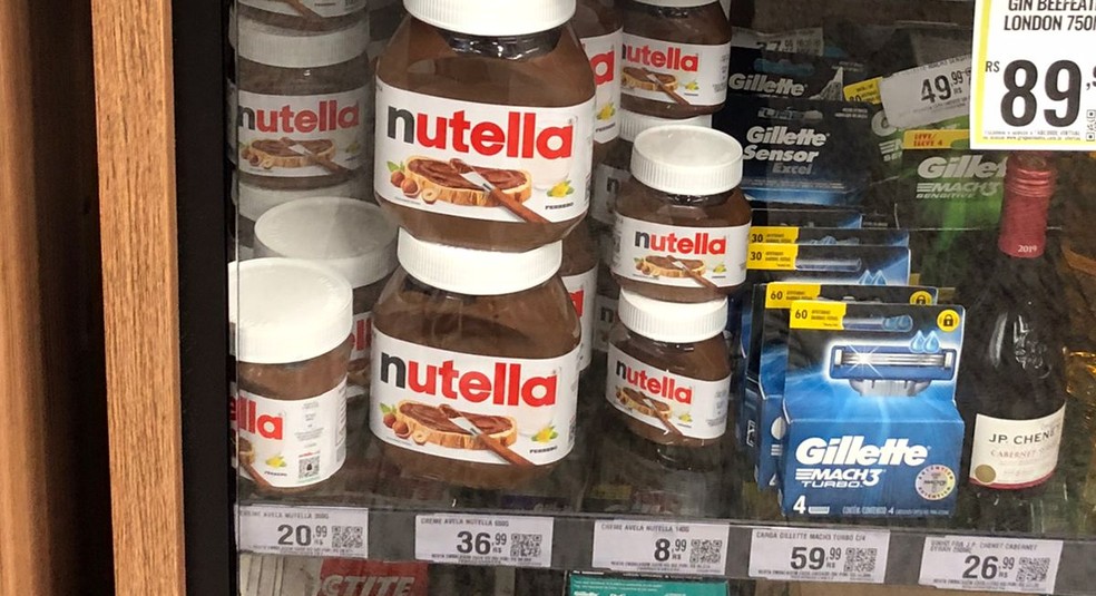 Unidades de Nutella trancados na unidade &mdash; Foto: Deslange Paiva/g1