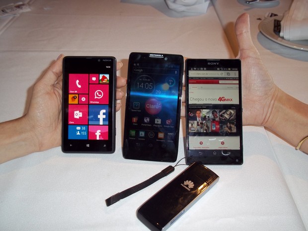 Aparelhos Nokia, Motorola e Sony 4G (Foto: Lilian Quaino/G1)
