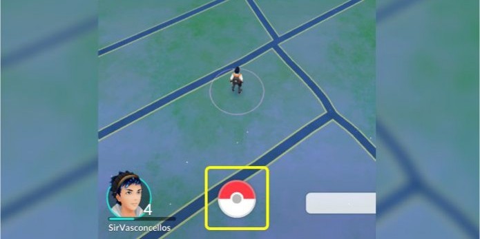 Pokémon Go: clique na Pokebola ao centro da tela (Foto: Reprodução/Paulo Vasconcellos)