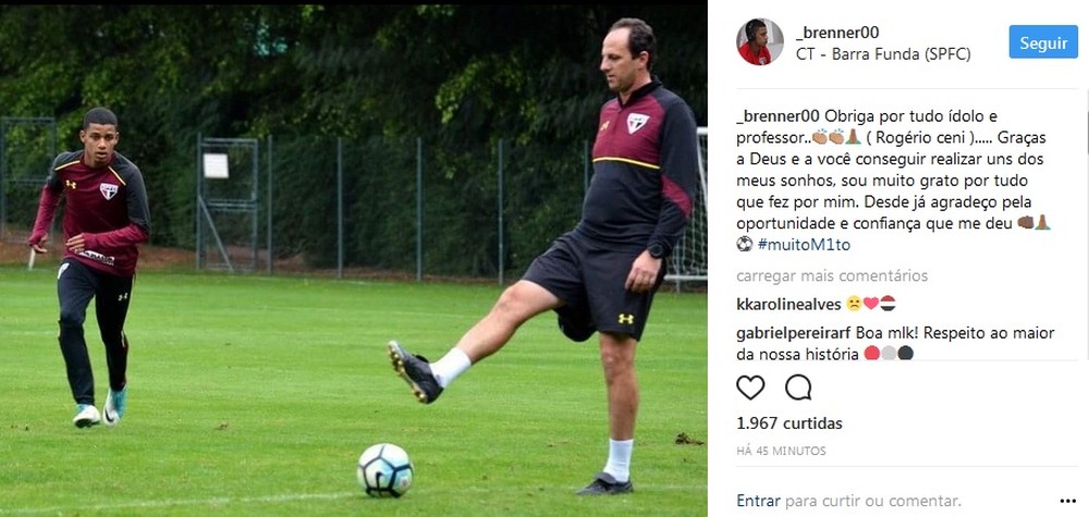 Promessa do São Paulo, Brenner agradece a Rogério Ceni