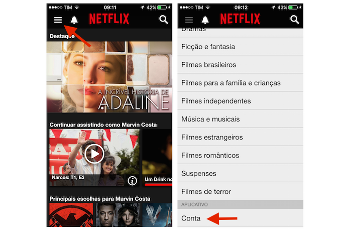 Acessando as configurações de uma conta do Netflix pelo iPhone (Foto: Reprodução/Marvin Costa)