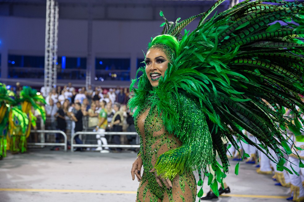 Dani Bolina desfila pela Unidos de Vila Maria — Foto: Marcelo Brandt/G1