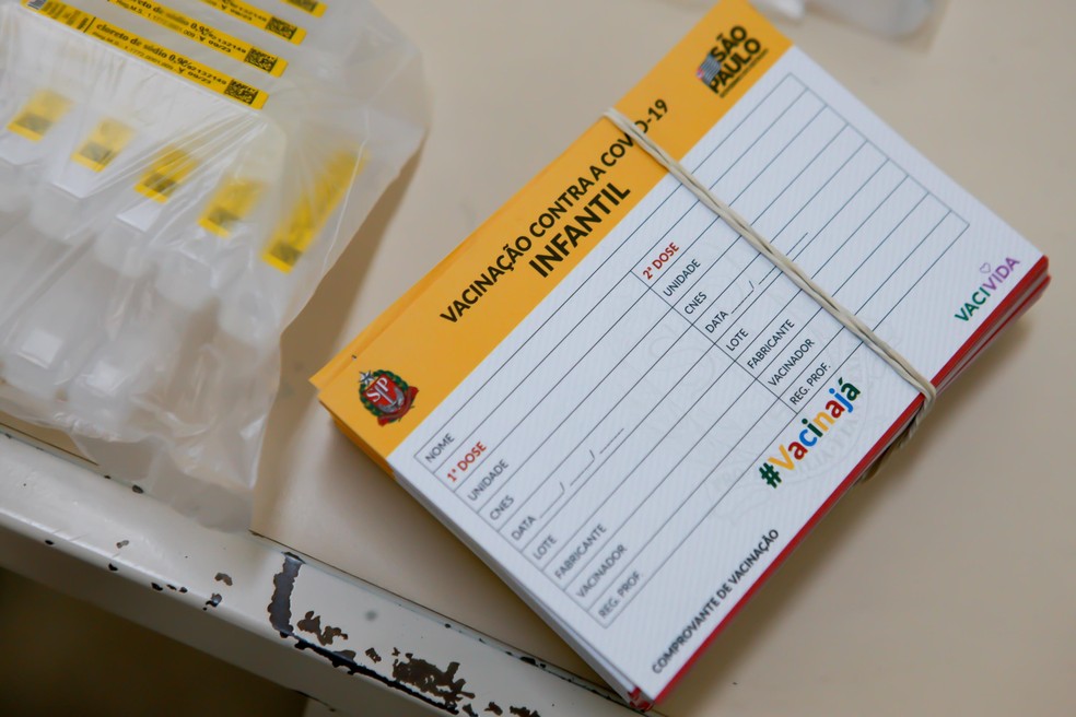 Carteirinha de vacinação infantil para Covid-19 no estado de SP — Foto: Fabrício Costa/Futura Press/Estadão Conteúdo