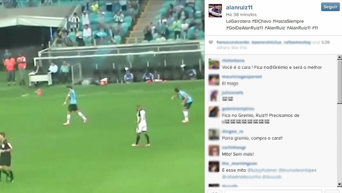 Apelidado de Nhonho no Grêmio, Alan Ruiz faz homenagem a Chaves