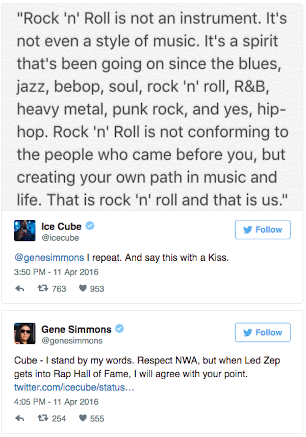 Gene Simmons não aceitou os argumentos de Ice Cube (Foto: Twitter)