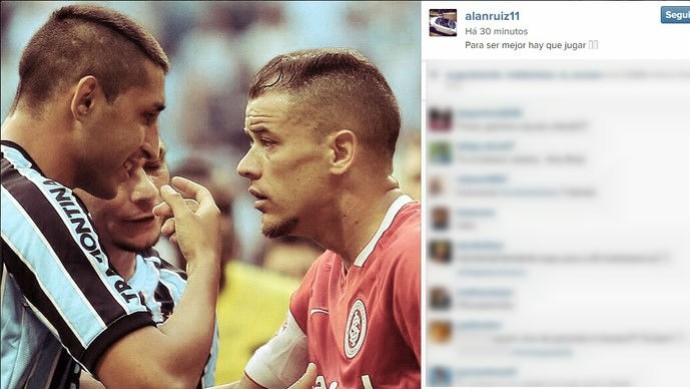 Alan Ruiz Instagram provocação D'Alessandro Grêmio Inter (Foto: Reprodução/Instagram)