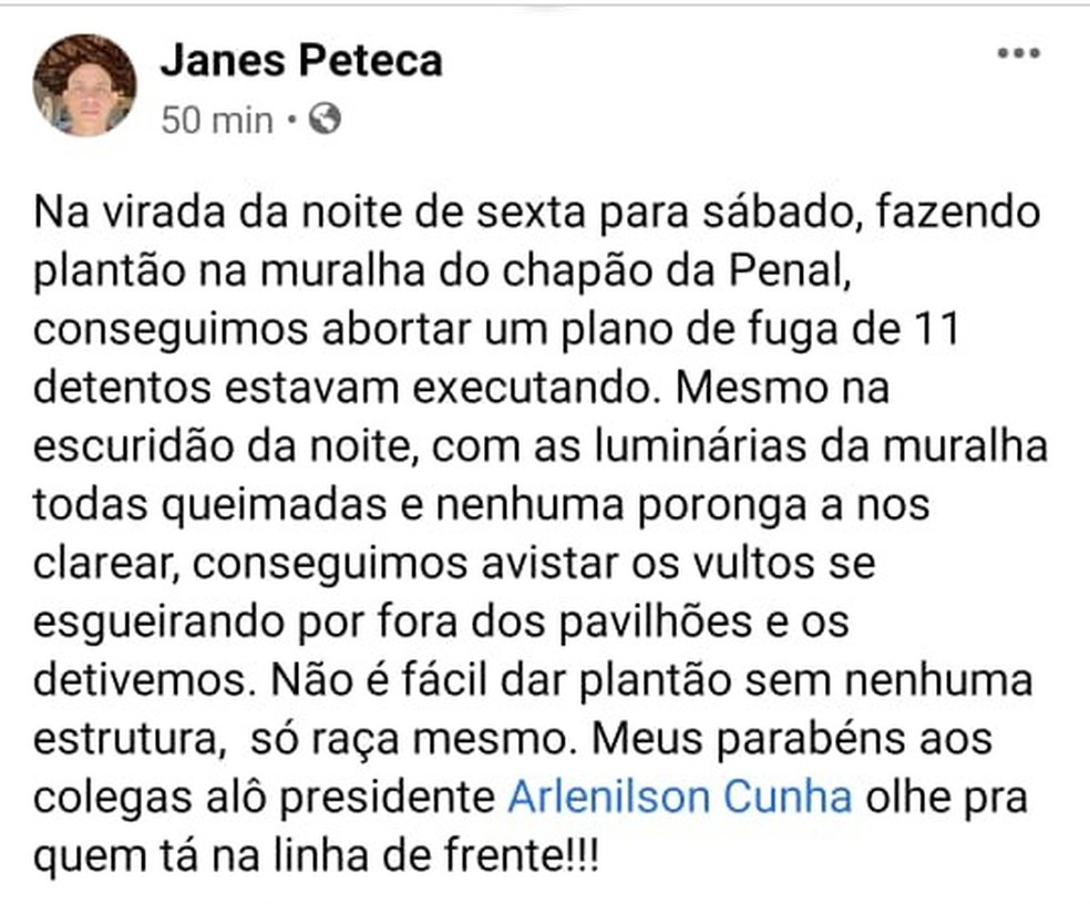 José Janes reclamou da falta de iluminação da unidade e cobrou mais estrutura à direção do Iapen-AC — Foto: Reprodução