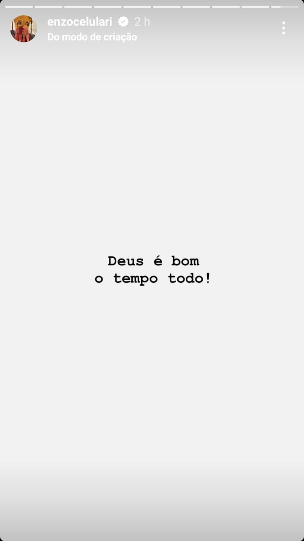 Enzo Celulari fez um post no início da manhã — Foto: Instagram