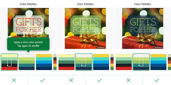 Adobe Post tem paleta de cores que pode modificar aparência de cartões (Foto: Reprodução/Elson de Souza)