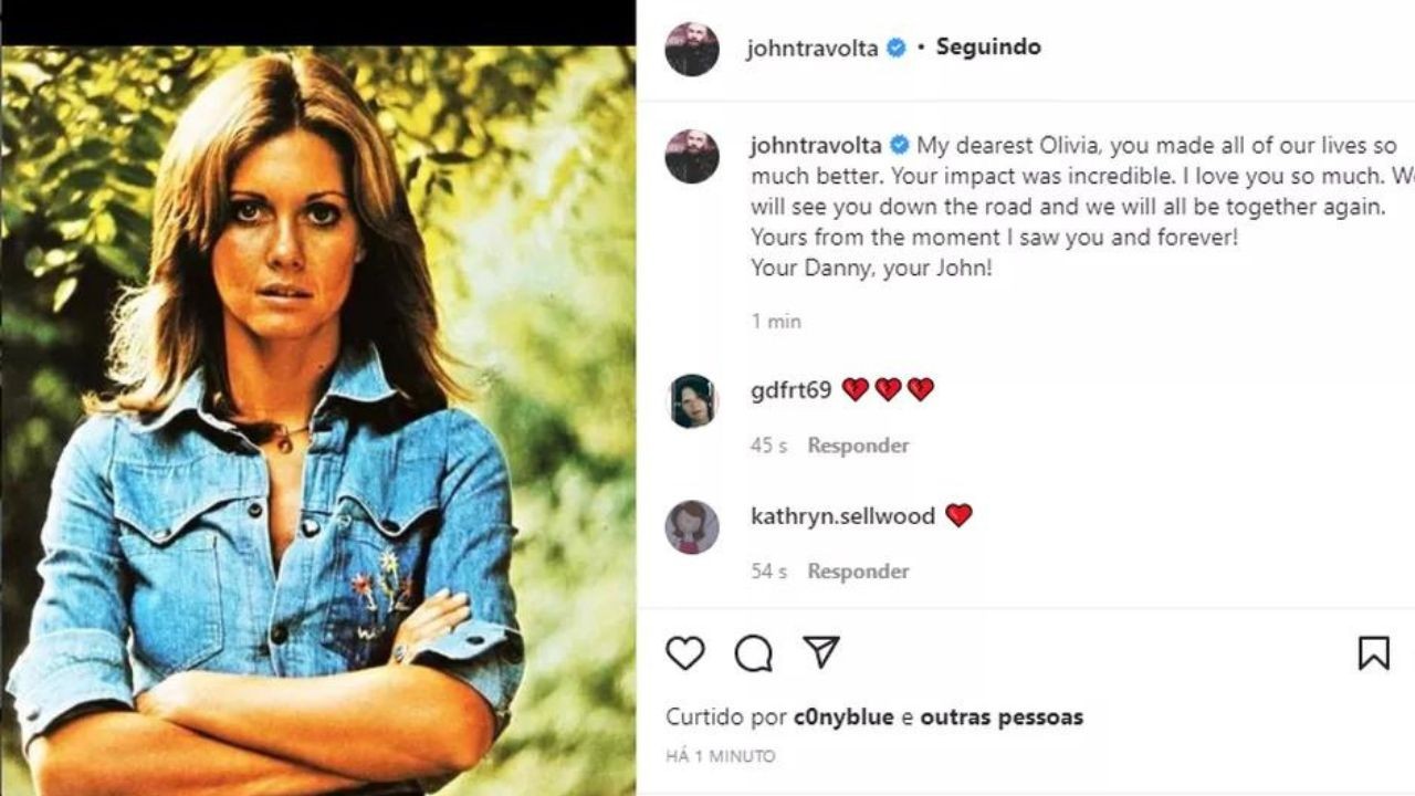 John Travolta homenageia Olivia Newton-John (Foto: Reprodução/Instagram)