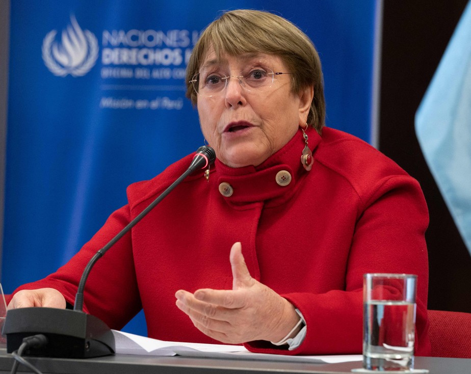Michelle Bachelet, alta comissária da ONU para os direitos humanos, em entrevista coletiva em Lima
