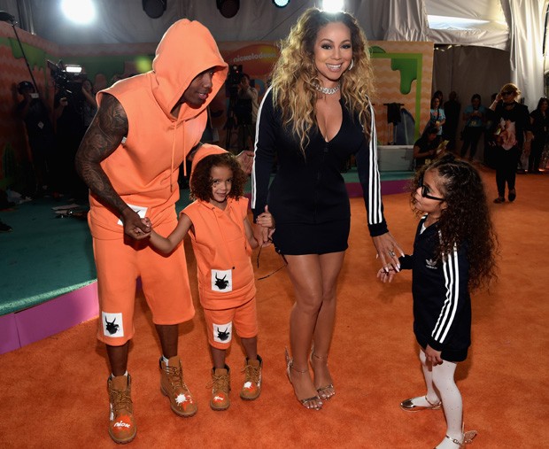 Mariah Carey e Nick Cannon com os filhos  Moroccan e Monroe (Foto: Getty Images)