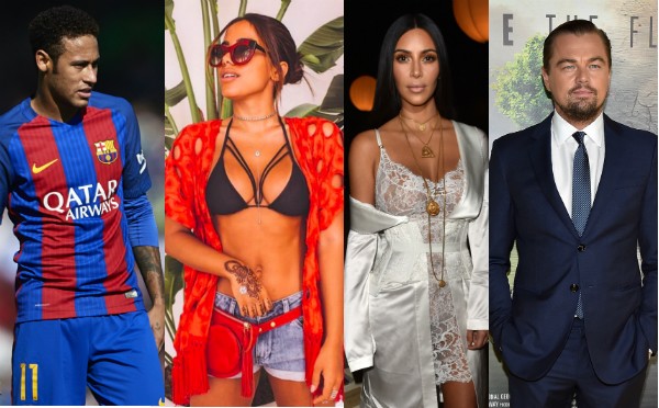Neymar, Anita, Kim Kardashian e Leonardo DiCaprio (Foto: Instagram/Getty Images)