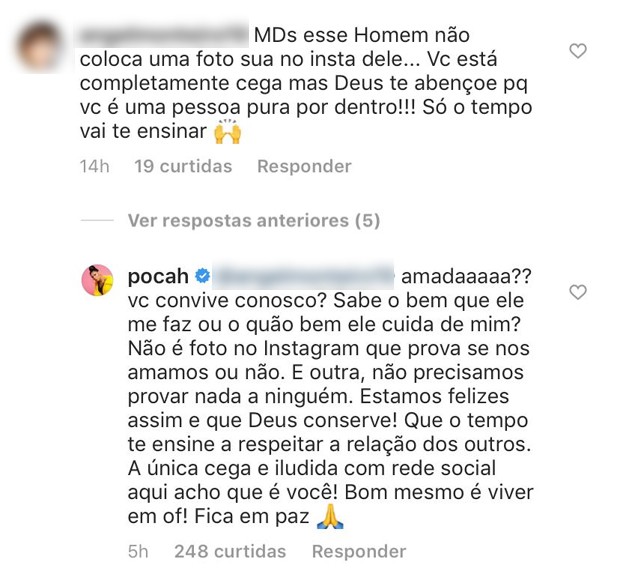 Pocah rebate seguidora no Instagram (Foto: Reprodução / Instagram)