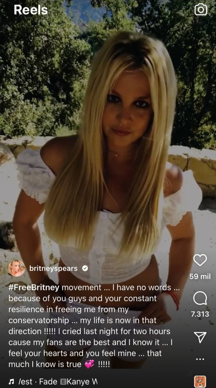 Britney Spears agradece seguidores (Foto: Reprodução / Instagram)