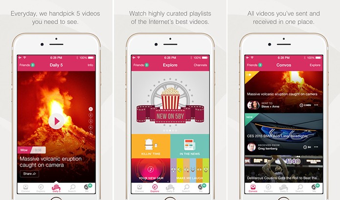 5by é um serviço de descoberta de vídeos para Android e iOS com direito a Top 5 (Foto: Divulgação/App Store)