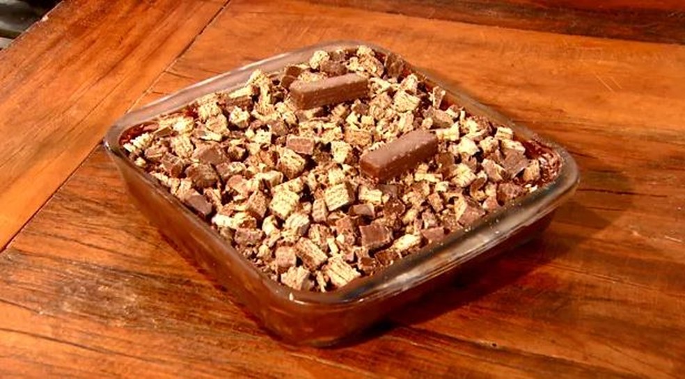 Pavê leva bolacha wafer de chocolate como cobertura. (Foto: Marcio de Campos/TG)