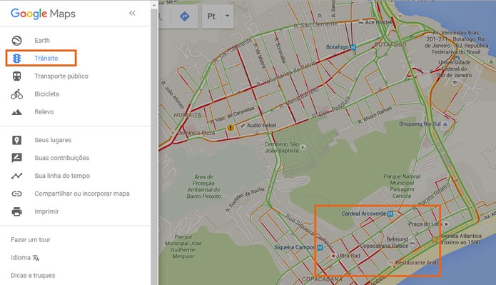 Veja os mapas de trânsitos no Google Maps (Foto: Reprodução/Barbara Mannara)