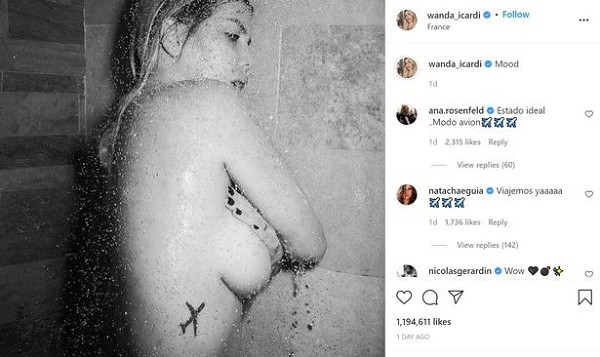O nude compartilhado e apagado pela atriz, modelo e empresária argentina Wanda Nara (Foto: Instagram)