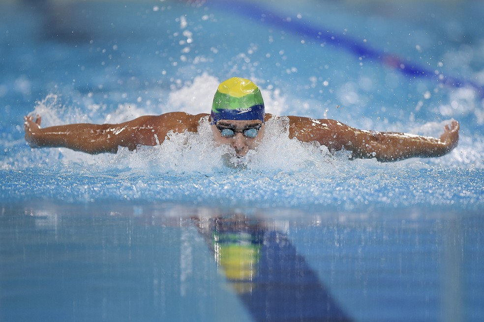 Vinicius Lanza na prova dos 100m borboleta â Foto: Alexandre Loureiro/COB