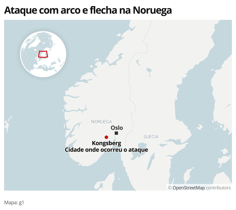 MAPA - Ataque na Noruega — Foto: g1