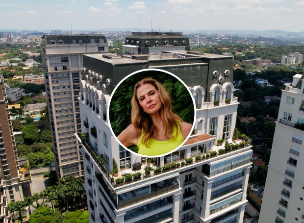 Localizada em São Paulo, a cobertura de Luciana Gimenez foi colocada à venda por R$ 70 milhões (Foto: Divulgação / MBRAS e Instagram)