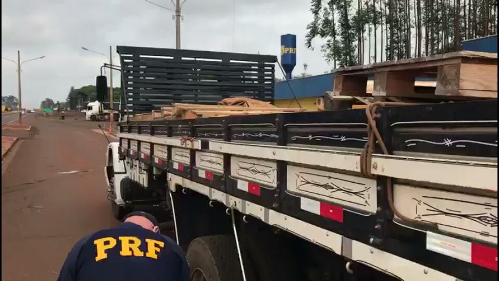 Caminh&atilde;o e droga foram apreendidos  (Foto: Pol&iacute;cia Rodovi&aacute;ria Federal/Divulga&ccedil;&atilde;o)