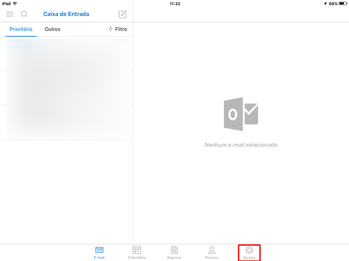 Abra os ajustes do Outlook para iOS para adicionar contas do Gmail (Foto: Reprodução/Elson de Souza)