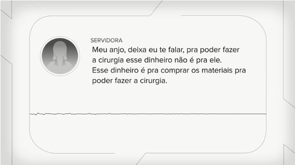 Em uma das gravações obtidas pela reportagem, Ruby  tenta explicar para o paciente o motivo do pagamento.  — Foto: Reprodução