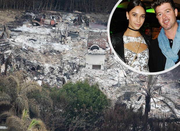 Robin Thicke e April tiveram a casa totalmente destruída (Foto: Backgrid e Getty Images)