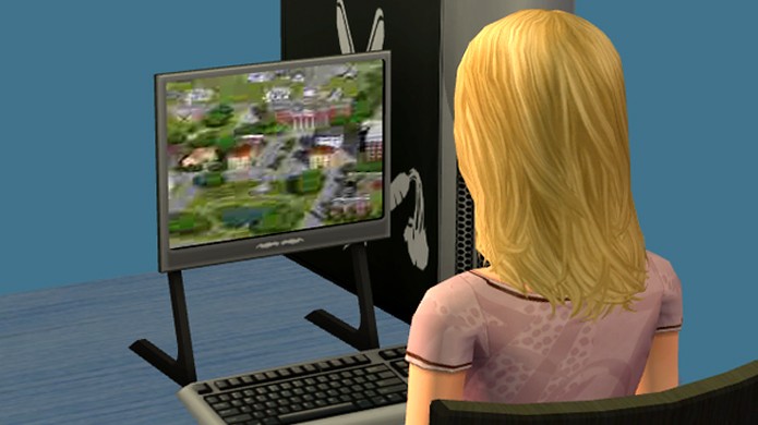 Em The Sims 2 é possível ver seu personagem jogar uma versão inicial de The Sims 3 (Foto: Reprodução/The Sims Wiki)