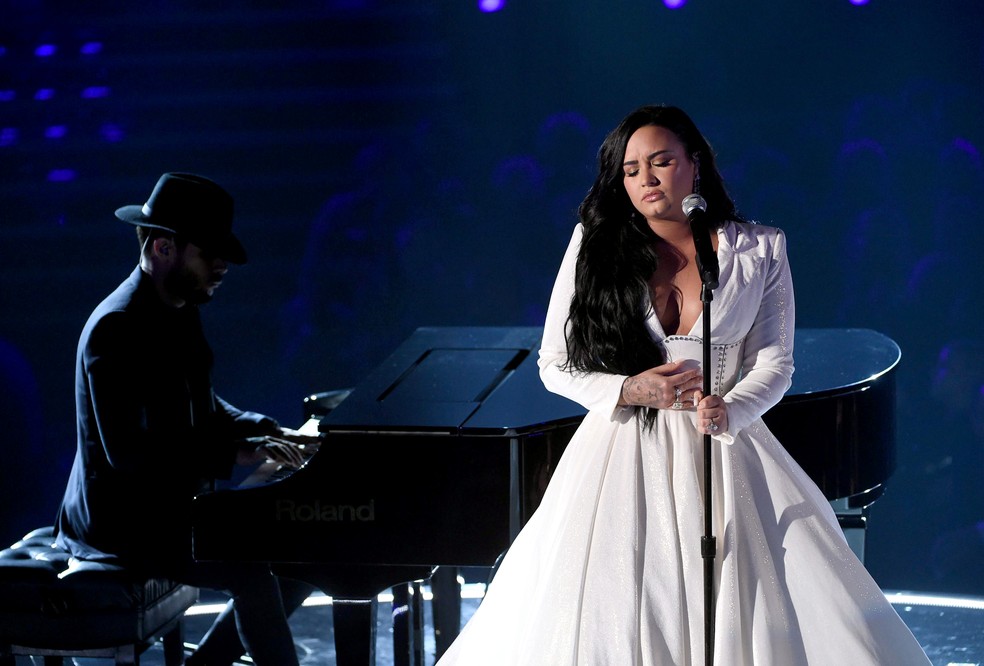 Demi Lovato canta no Grammy 2020 — Foto: KEVIN WINTER / GETTY IMAGES NORTH AMERICA / AFP