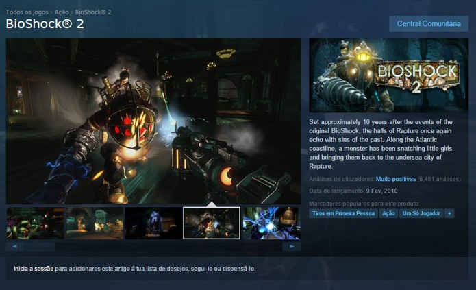Página do game no Steam (Foto: Reprodução/André Mello)