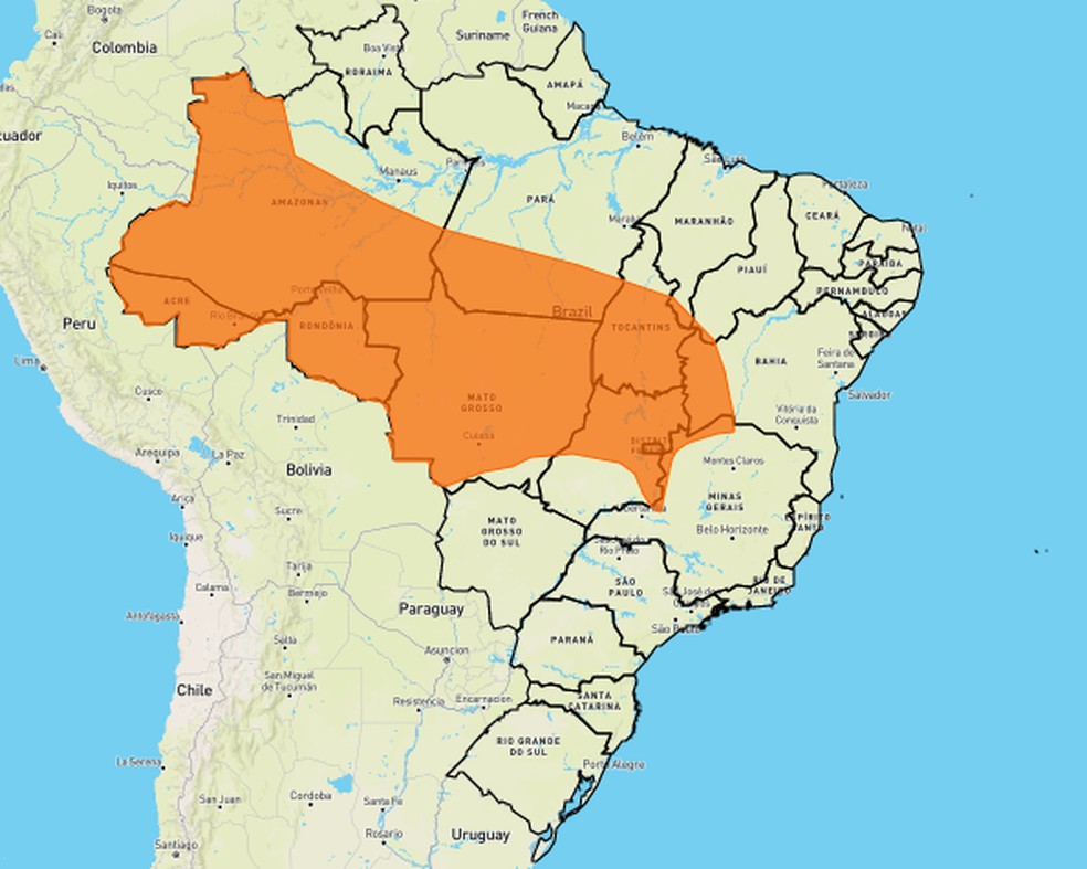 Inmet emite alerta de perigo e previsão é de chuvas intensas em todo o Acre — Foto: Reprodução/Inm
