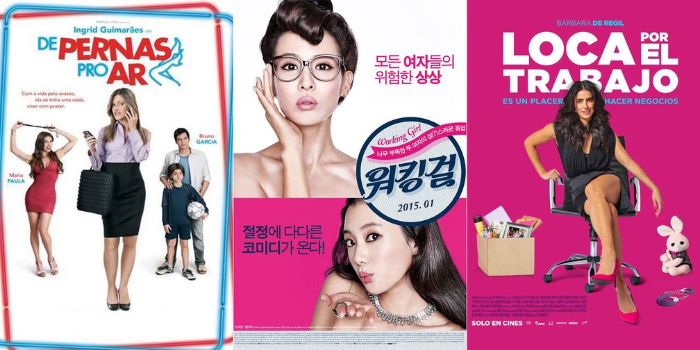 As três versões do filme 'De Pernas pro Ar': brasileira (2010), sul-coreana (2015) e mexicana (2018) — Foto: Divulgação