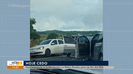 Acidente registrado rodovia na Belém-Brasília deixa pista interditada e quatro feridos