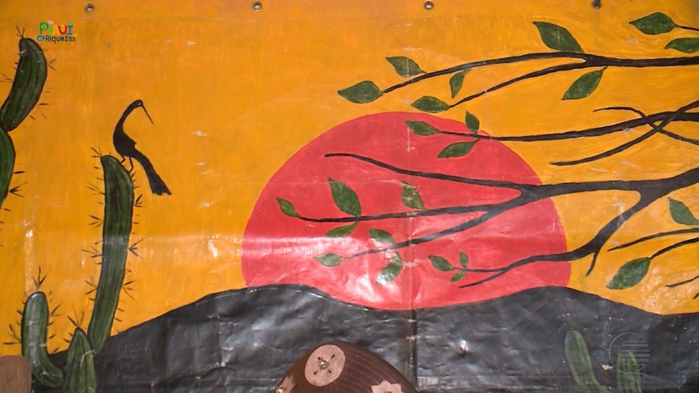 Mural produzido pelo artista José Ribamar, conhecido como Fogo-Pagou no Piauí — Foto: Reprodução/TV Clube