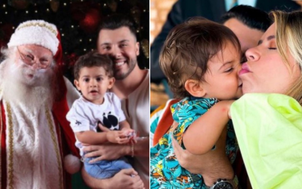 Filho de Marília Mendonça ao lado do pai, Murilo Huff — Foto: Instagram/Reprodução